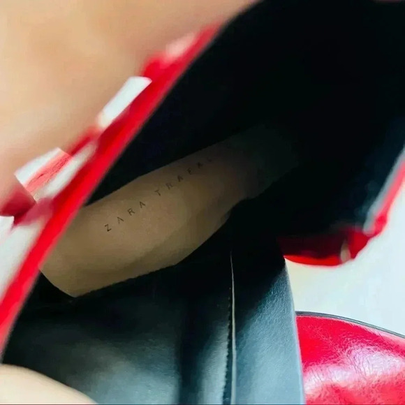 Zara Trafaluc Red Mid Heel Ankle Boots - Picture 11 of 11